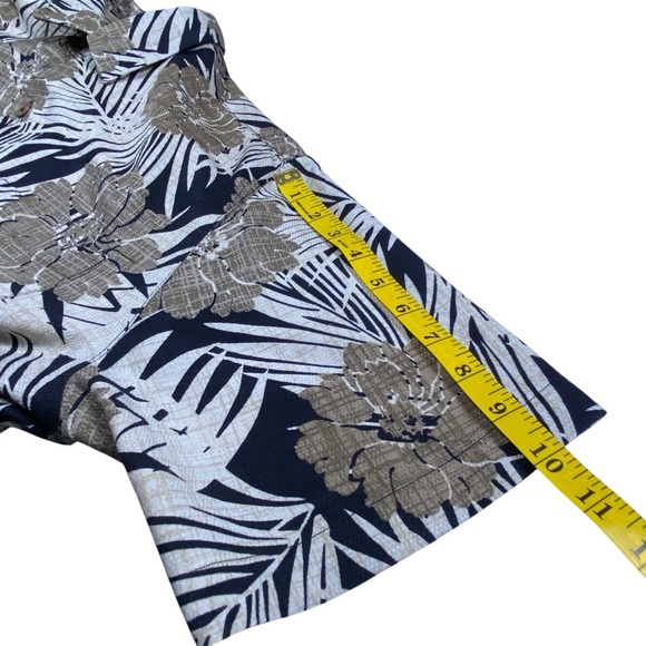 Caribbean Men's Floral Silk Shirt Black and Brown, L - Picture 9 of 9